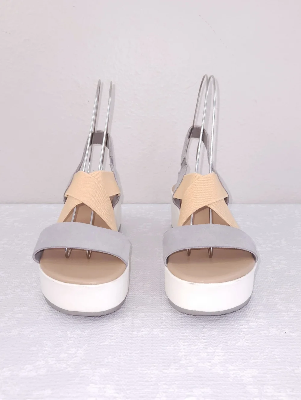 SOREL Cameron Flatform Slingback Platform Sandals US 10 Chrome Grey Chalk - Picture 4 of 11